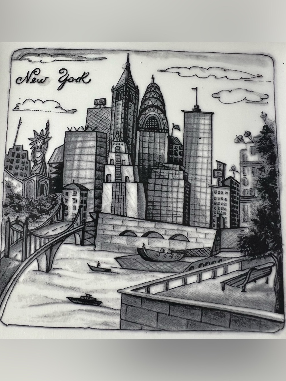 Italian crafted Brunelli “Cities” series New York Plate